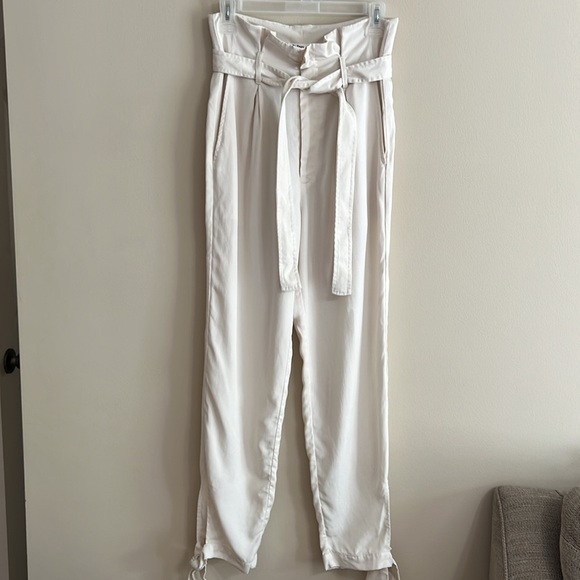 Reformation Avalon Cream Paperbag Tie Ankle Trouser Pants - Picture 2 of 12